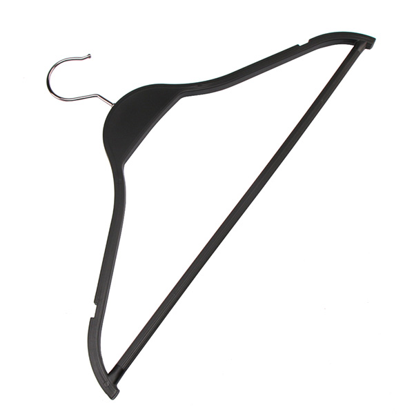 bulk-black-plastic-clothes-hanger-with-bar-for-pant-suit gallery 1