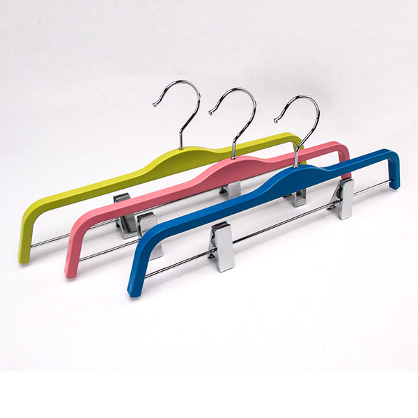 colorful-thin-plastic-pants-hanger-with-clip-for-plastic-skirt-hangers gallery 2