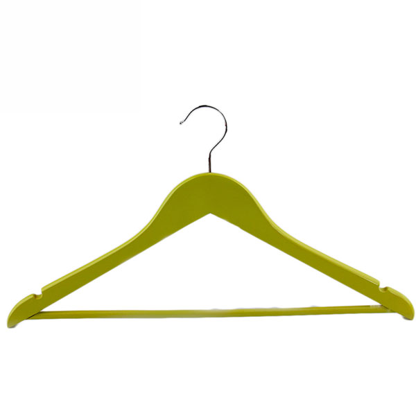 green-color-solid-wood-shirt-hanger-with-bar-for-suit