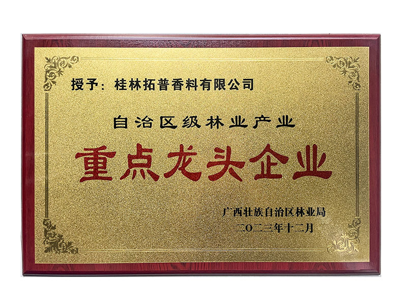 Guangxi Forestry Industry Key Leading Enterprise Certificate