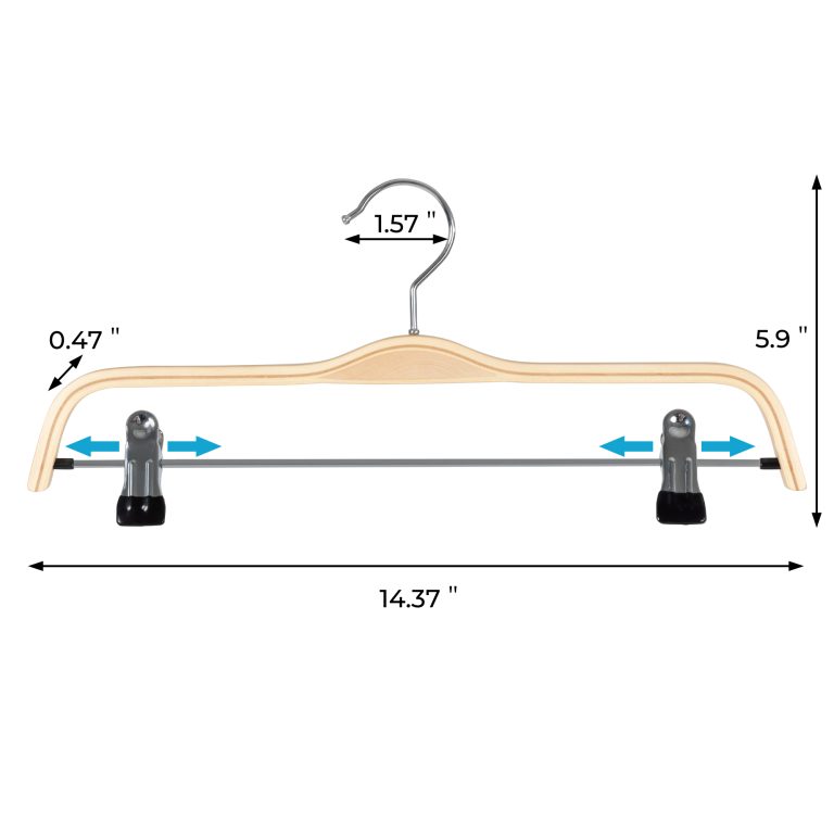 JS HANGER Light Weight Wood Skirt Hangers with Clips