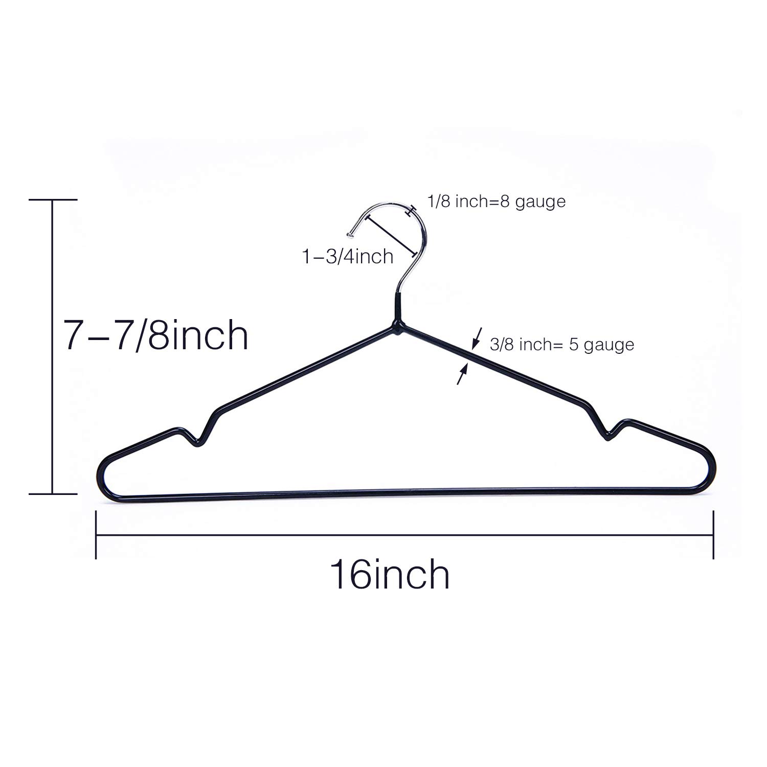 Metal Hanger 16” Coat Hangers 5G Extra Thick Wire with Anti-Slip Rubber Coating