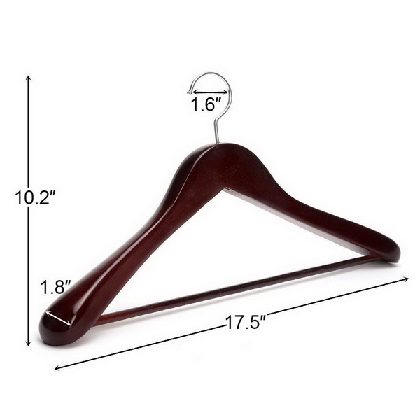 JS HANGER Coat Hangers Extra Wide Rounded Shoulder with No-slip Bar
