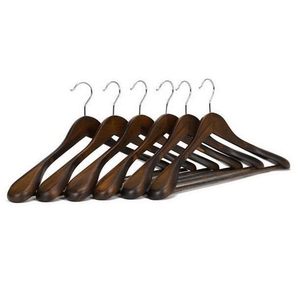JS HANGER Solid Wooden Extra-Wide Shoulder Suit/Coat Hangers