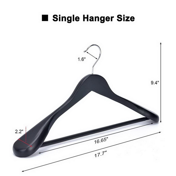 JS HANGER Solid Wooden Extra-Wide Shoulder Suit/Coat Hangers