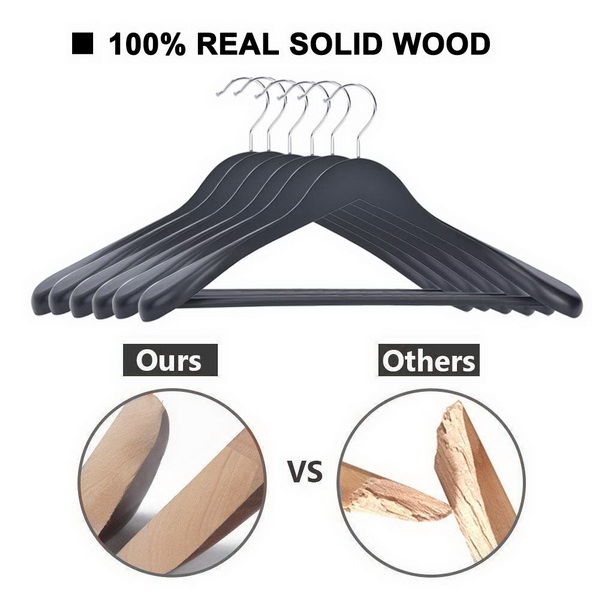 JS HANGER Solid Wooden Extra-Wide Shoulder Suit/Coat Hangers