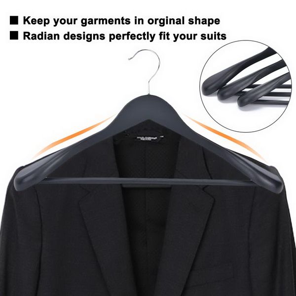 JS HANGER Solid Wooden Extra-Wide Shoulder Suit/Coat Hangers