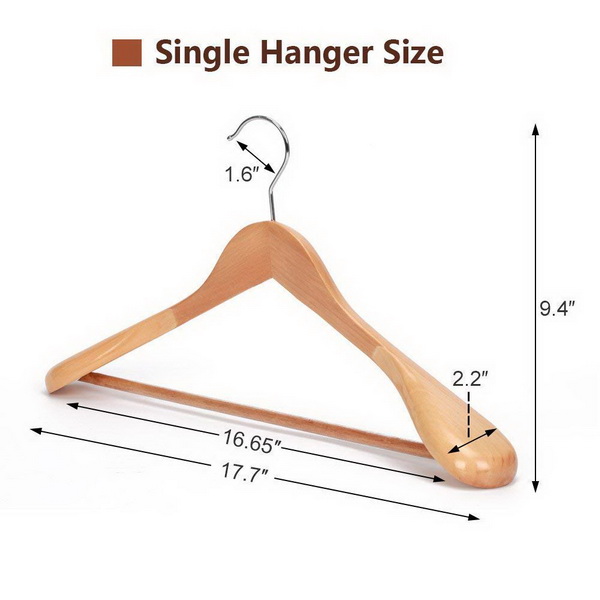 JS HANGER Gugertree Wooden Extra-Wide Shoulder Suit Hangers