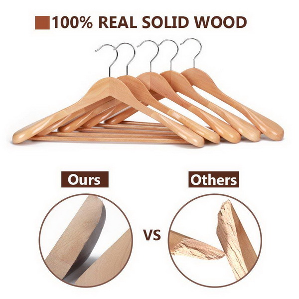 JS HANGER Gugertree Wooden Extra-Wide Shoulder Suit Hangers
