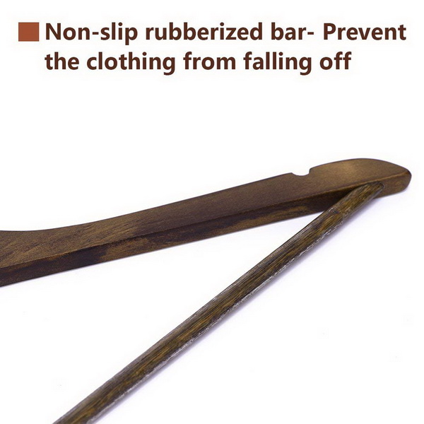 JS HANGER Solid Wooden Suit Hangers Retro Finish with Anti-Rust Hooks and Non-Slip Bar