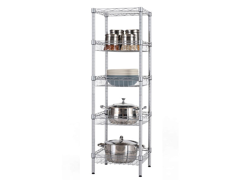 Strong Powder-coated Metal and High Quality Plastic Clips 5 Shelf Storage Rack