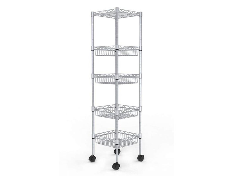 Strong Powder-coated Metal and High Quality Plastic Clips 5 Shelf Storage Rack