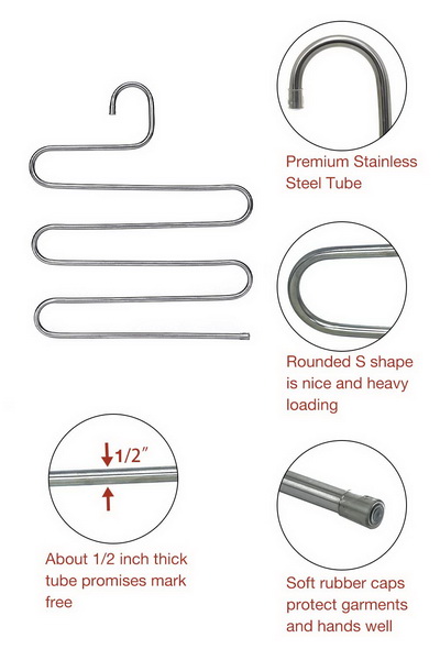 JS HANGER Multi Purpose Pants Hangers, S-Style 5 Layer Cascading Hangers