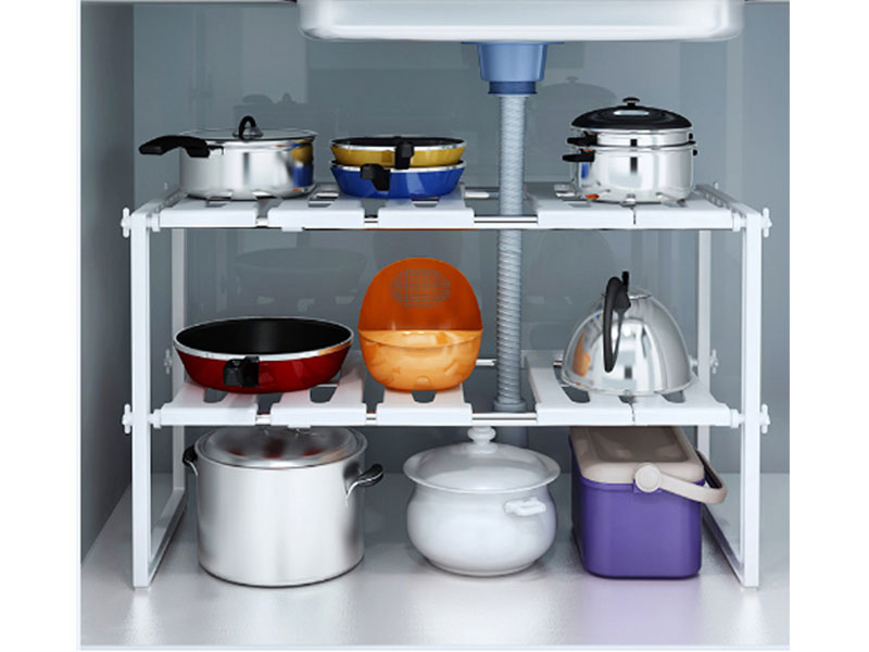 White Stainless Steel Piping And Removable Durable Plastic Shelves