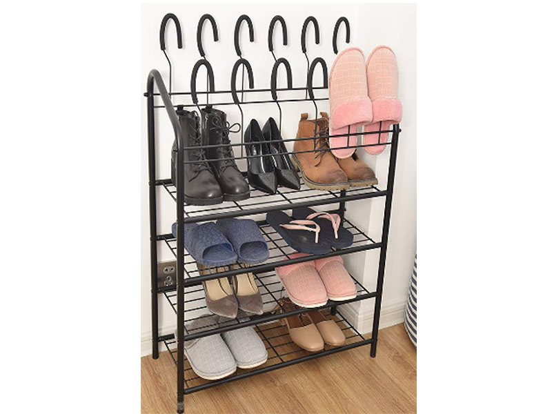 4 Shelves Construction And 2 Tiers EVA Holders Free Standing Shoe Racks