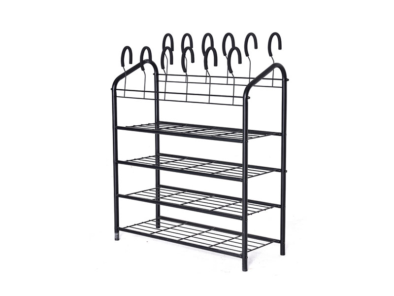 4 Shelves Construction And 2 Tiers EVA Holders Free Standing Shoe Racks