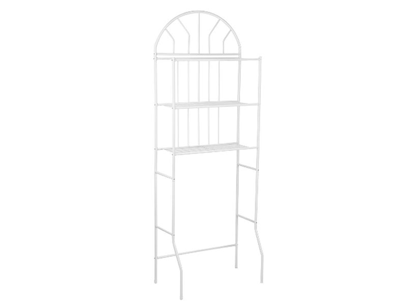 White Iron Tube Frame With Decorative White Powder Coated Rust Resistant Finish Over-the-Toilet Storage