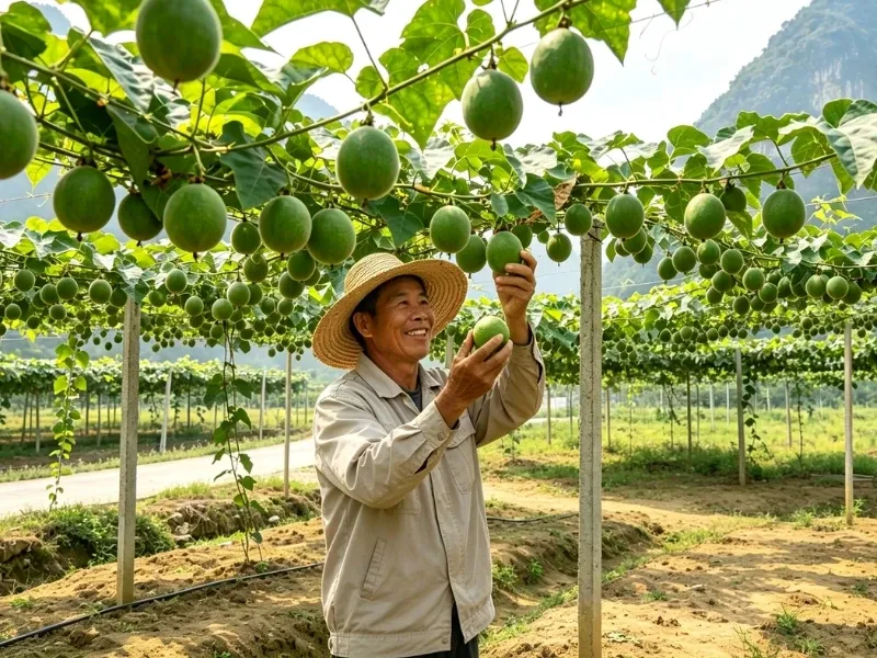 Farmers in Yongfu cultivating monk fruit